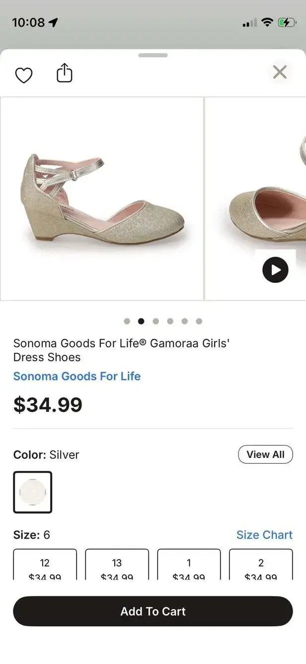 Sonoma Goods For Life Gamoraa Girls' Gold Glitter Dress Shoes Size 6